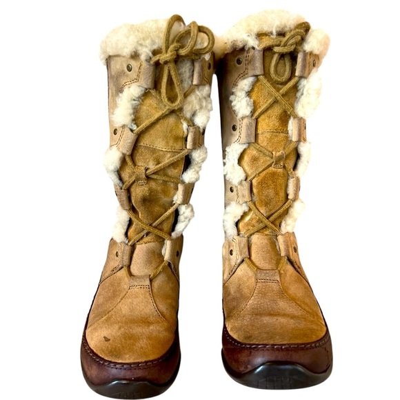 The North Face Tan and Brown Winter Boots with Fur Trim Size 6.5 - Picture 1 of 16